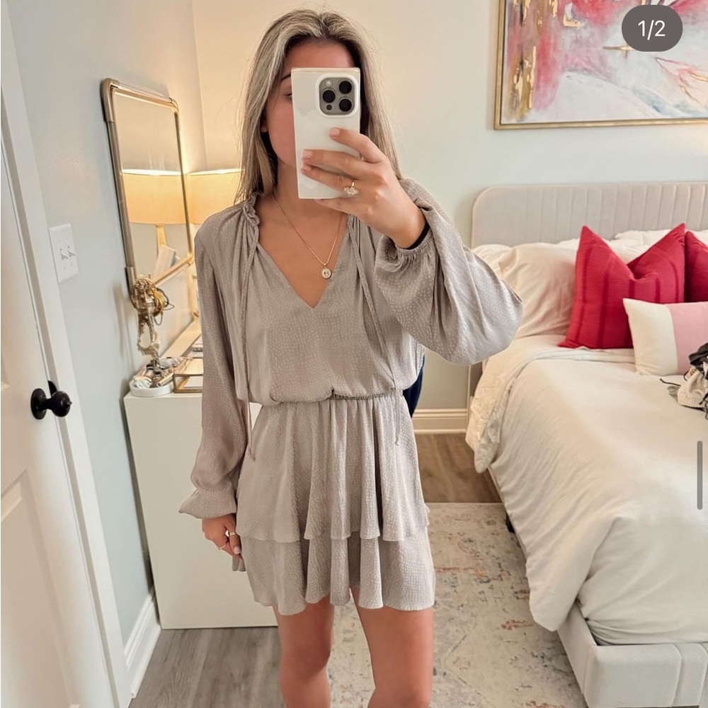 Mumu tan printed dress! size XS!